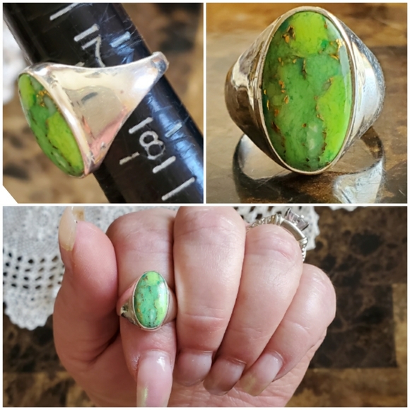 Genuine Copper Green Turquoise Ring Size 7.5 - Picture 7 of 7